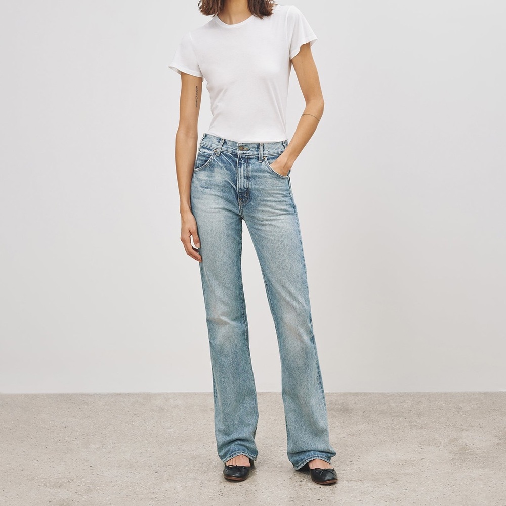 Nili Lotan Joan Jean NWT straight leg high rise in light summer wash size 24